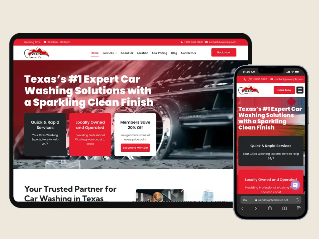 Car washing website template