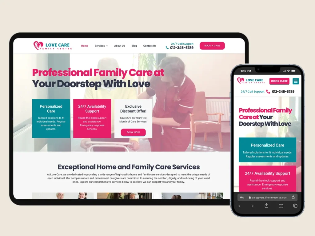 Home care web design template