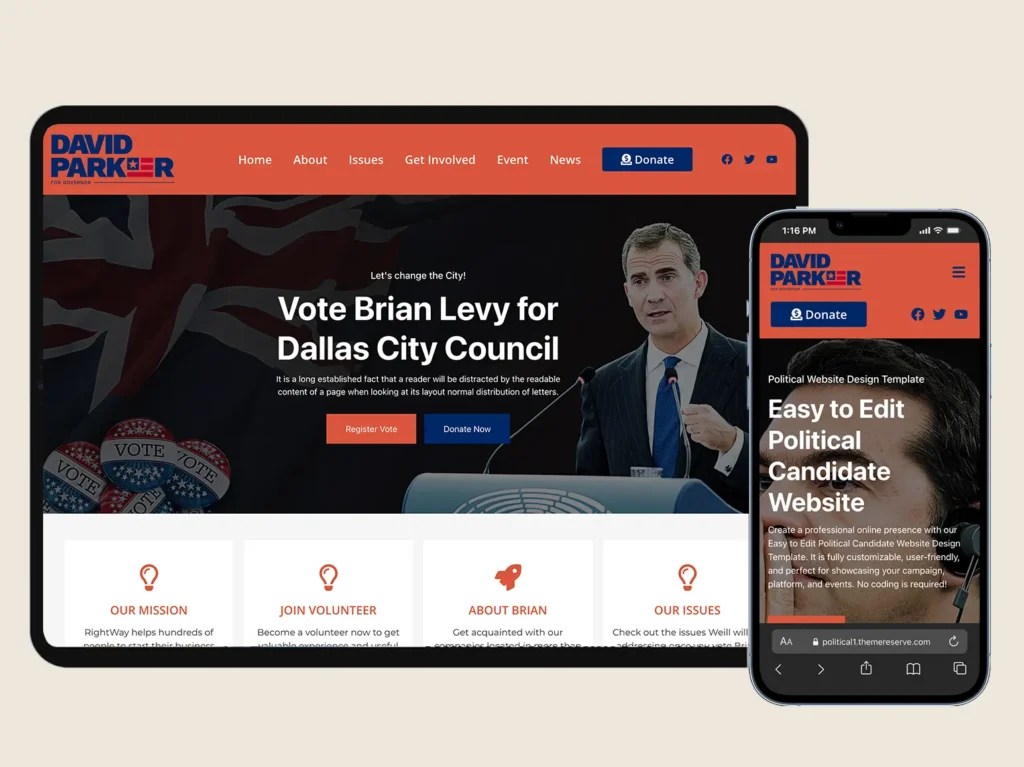 Political website template