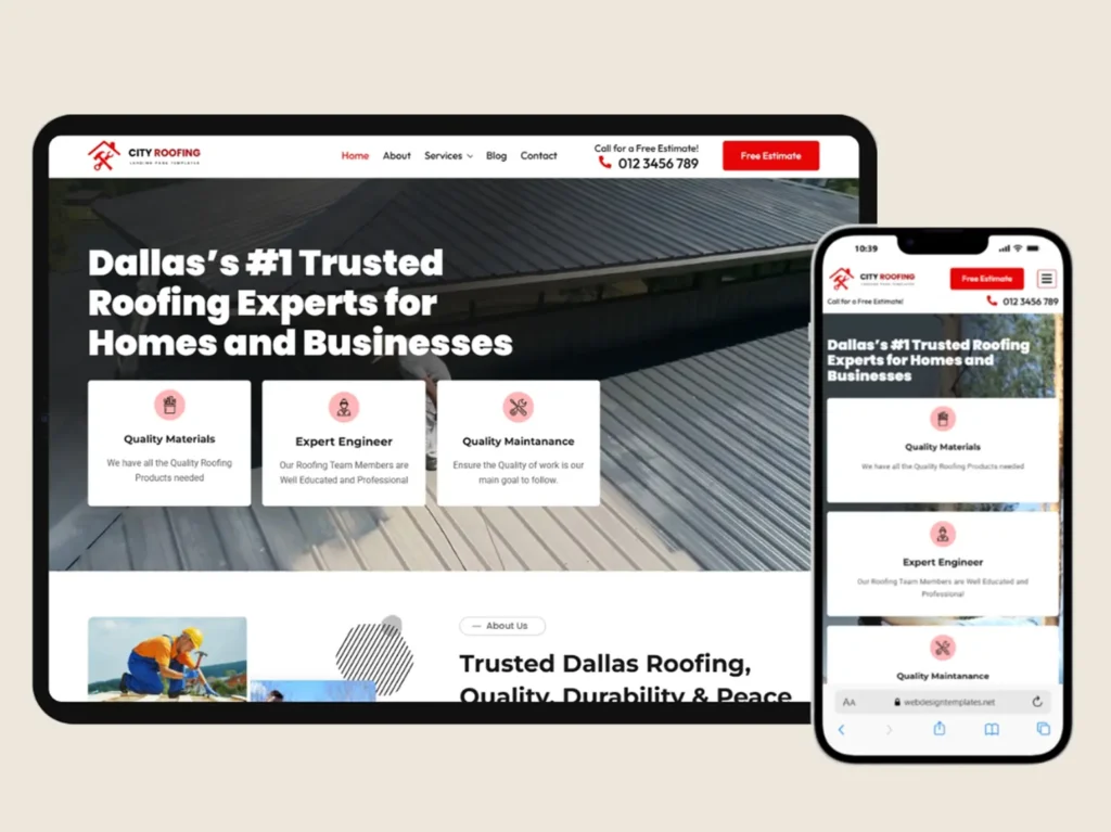 Roofing website template